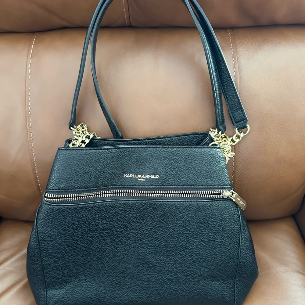 Karl Lagerfeld Black Leather Handbag